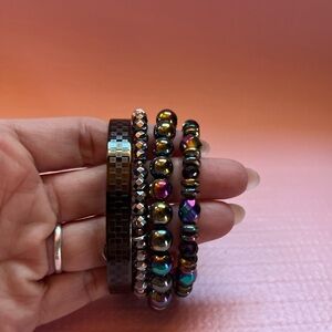 Irridescent Multicolor Beaded Bracelet Set